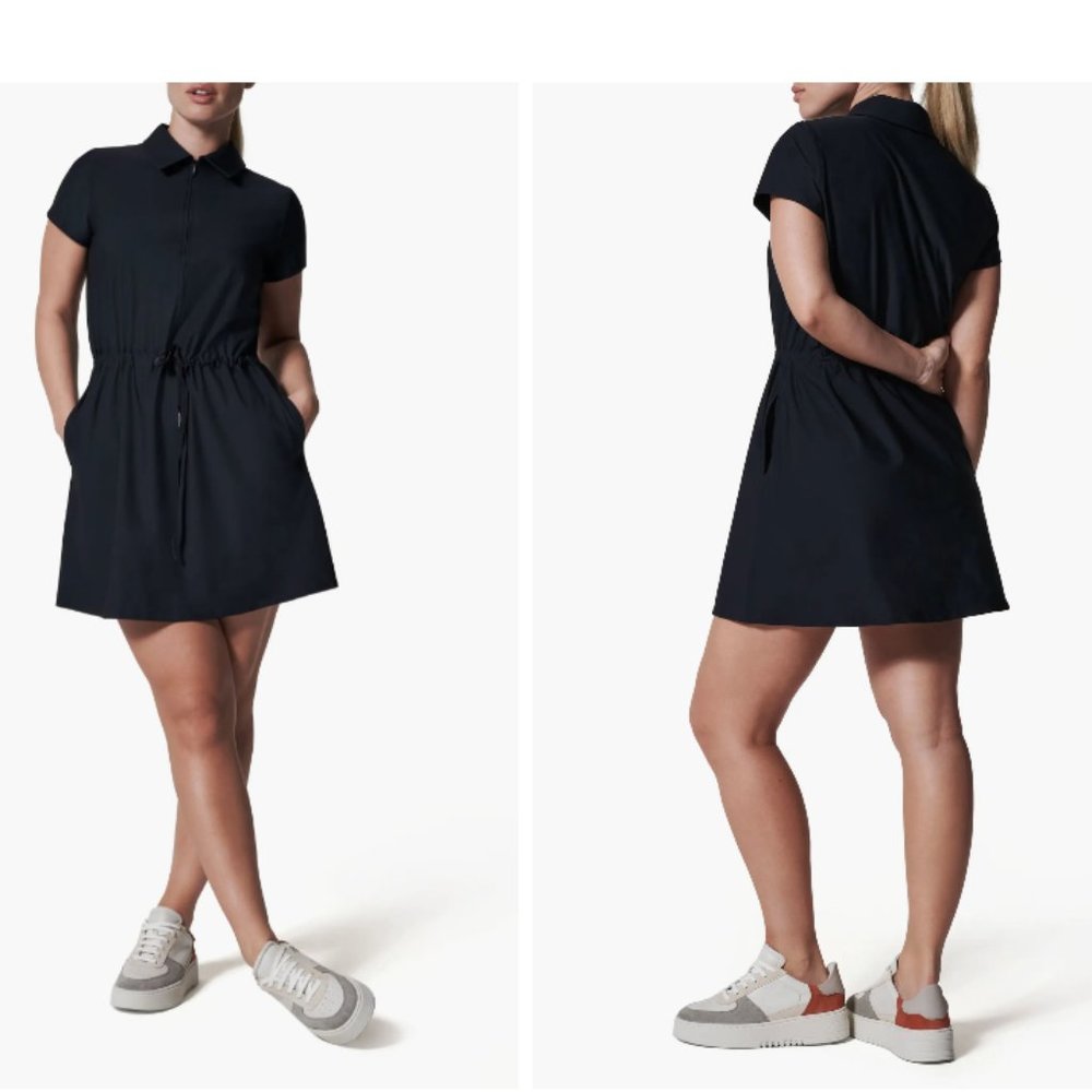 Offers Welcome Spanx Sunshine Dress Black UPF 50+ Drawstring Waist and Pockets M